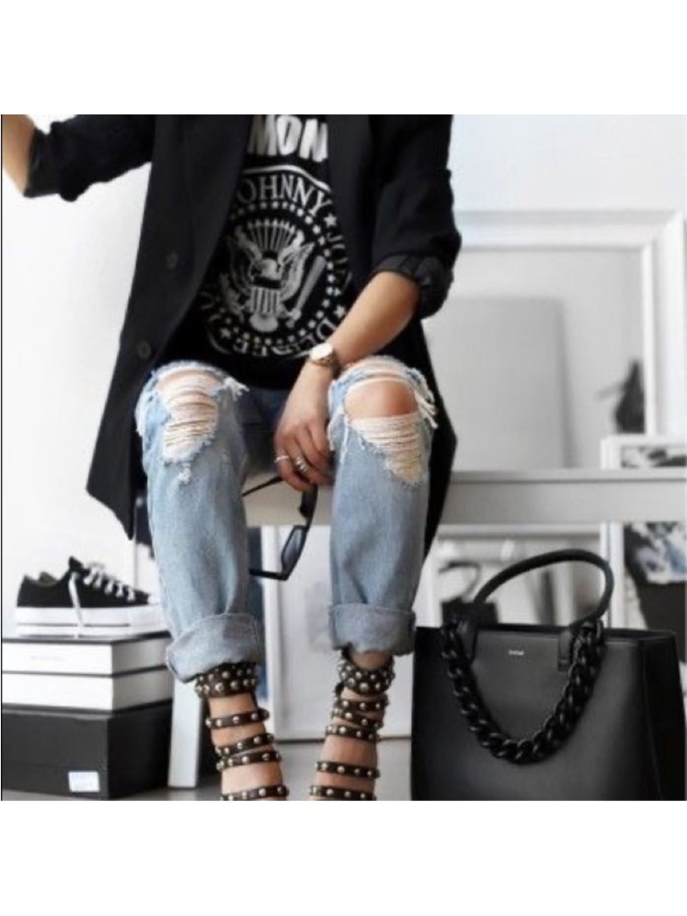 3x1 W3 Higher Ground Distressed Boyfriend Crop Jeans MOST WANTED!! $468.00 - Picture 8 of 16